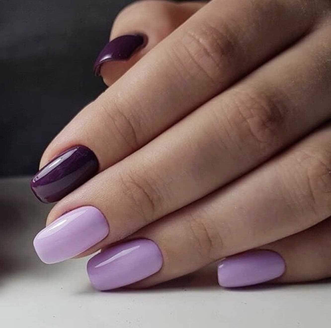 Фиолетовые ногти однотонные